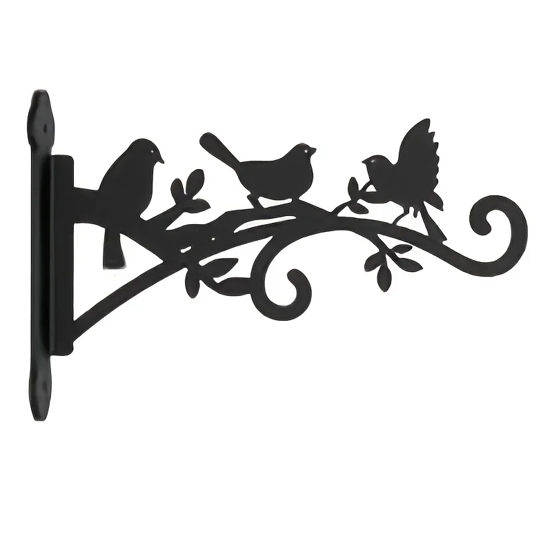 Metal Plant Hooks, Sold Individually, with Bird and Leaf Patterns, Sturdy and Easy to Install, Suitable for Outdoor Flower Baskets