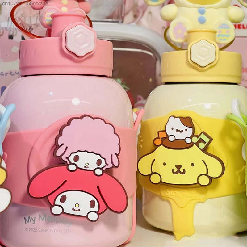 Sanrio New Stainless Steel Thermos Cup Melody Pachacco Portable Belly Cup Cartoon Student Children Hot Water Cup Birthday Gift