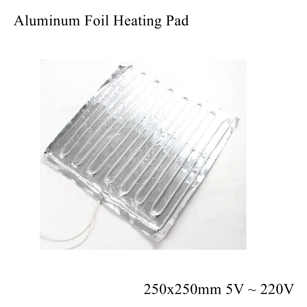 250x250mm 12V 24V 220V Aluminum Foil Heating Pad Mat Band Heater Sheet Plate Self Adhesive Flexible Waterproof 3D Printer Diesel