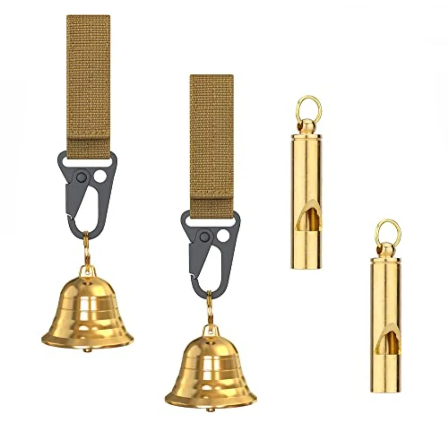 أجراس الدب بصوت عالٍ مقاس 1.5 بوصة من النحاس الصلب لـ Hikewith Sileer وصافرة الطوارئ للمشي لمسافات طويلة وركوب الدراجات وصيد الأسماك ومجموعات من الصخور #1