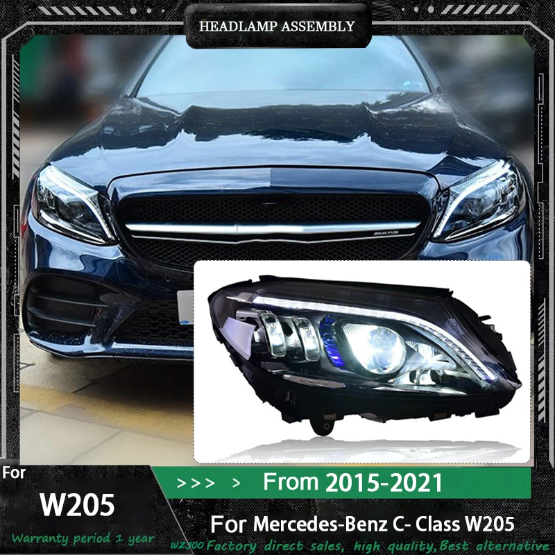 LED Head Light Assemly for Mercedes Benz C Class W205 2015-2021 Plug and Play LED DRL Turning Lens Front Headlights