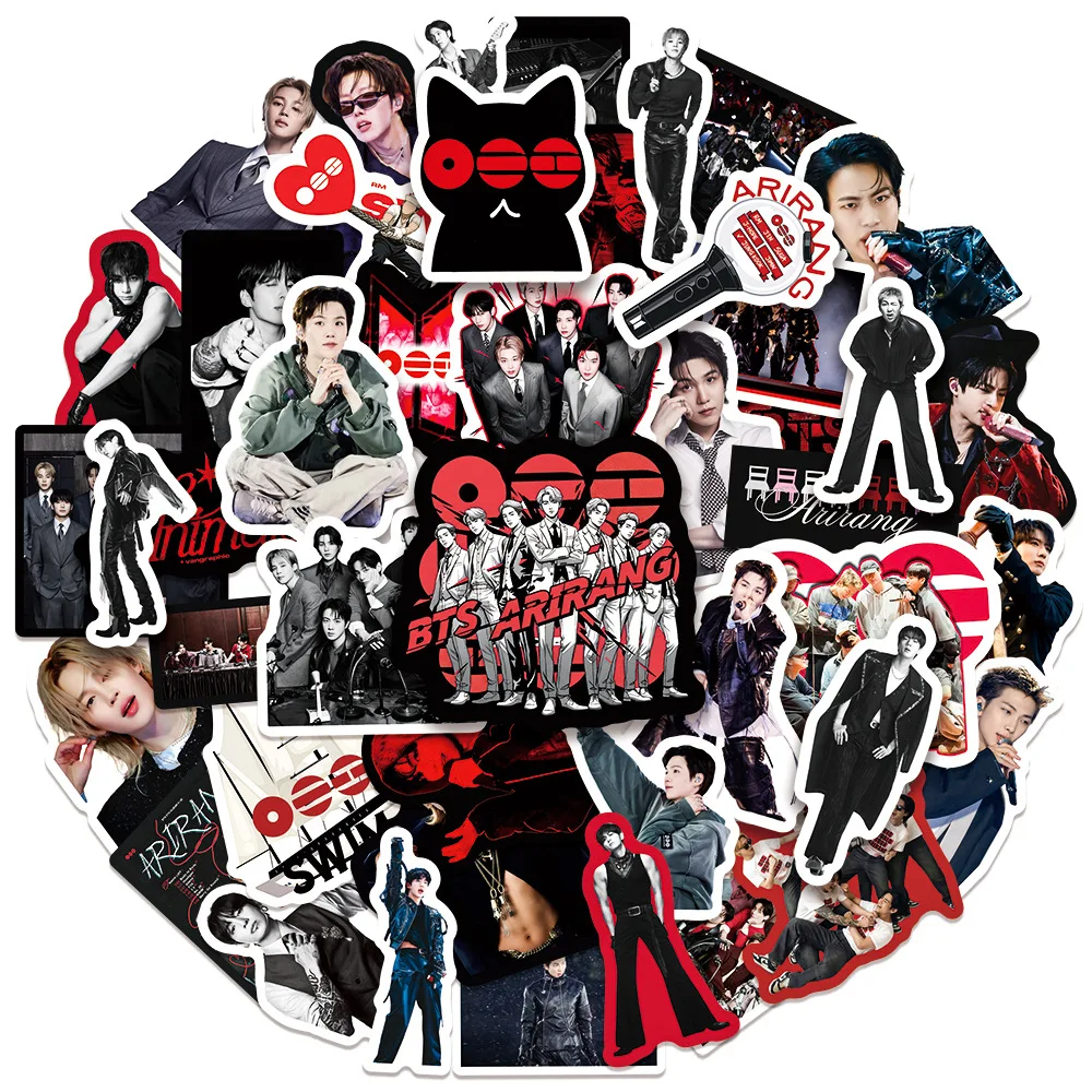 50 Stück Arirang Boygroup-Album Gemischte Koreanische Gruppen Handkonto Wasserfeste DIY-Aufkleber – Detail 2