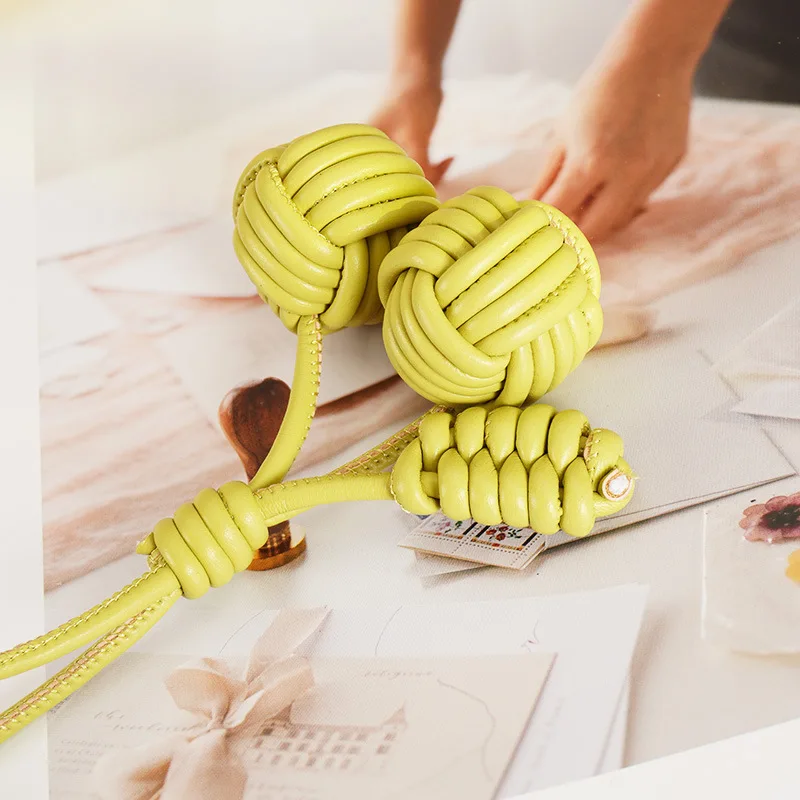 الفاخرة بو الجلود حقيبة يد قلادة نسج الكرة الإكسسوارات الإبداعية حقيبة يد الديكور هدية يدوية جميلة #4