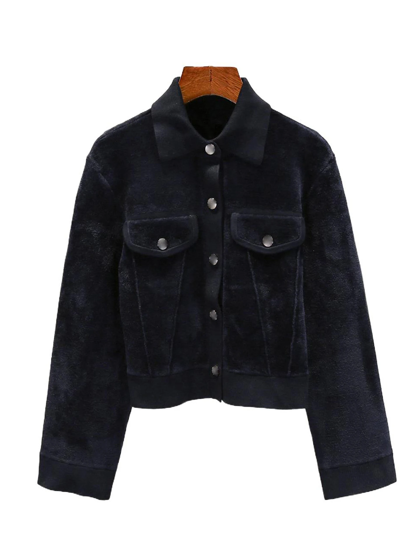 M Home Southern Oil Cappotto cardigan aperto lavorato a maglia con colletto in velluto vintage da donna di fascia alta Autunno Inverno Vestibilità regolare Pendolarismo Sle