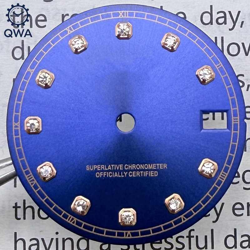 QWA 28,5mm NH35 diamante Sunray reloj S Dial Fit NH35/NH36/4R/7S accesorios de reloj automático