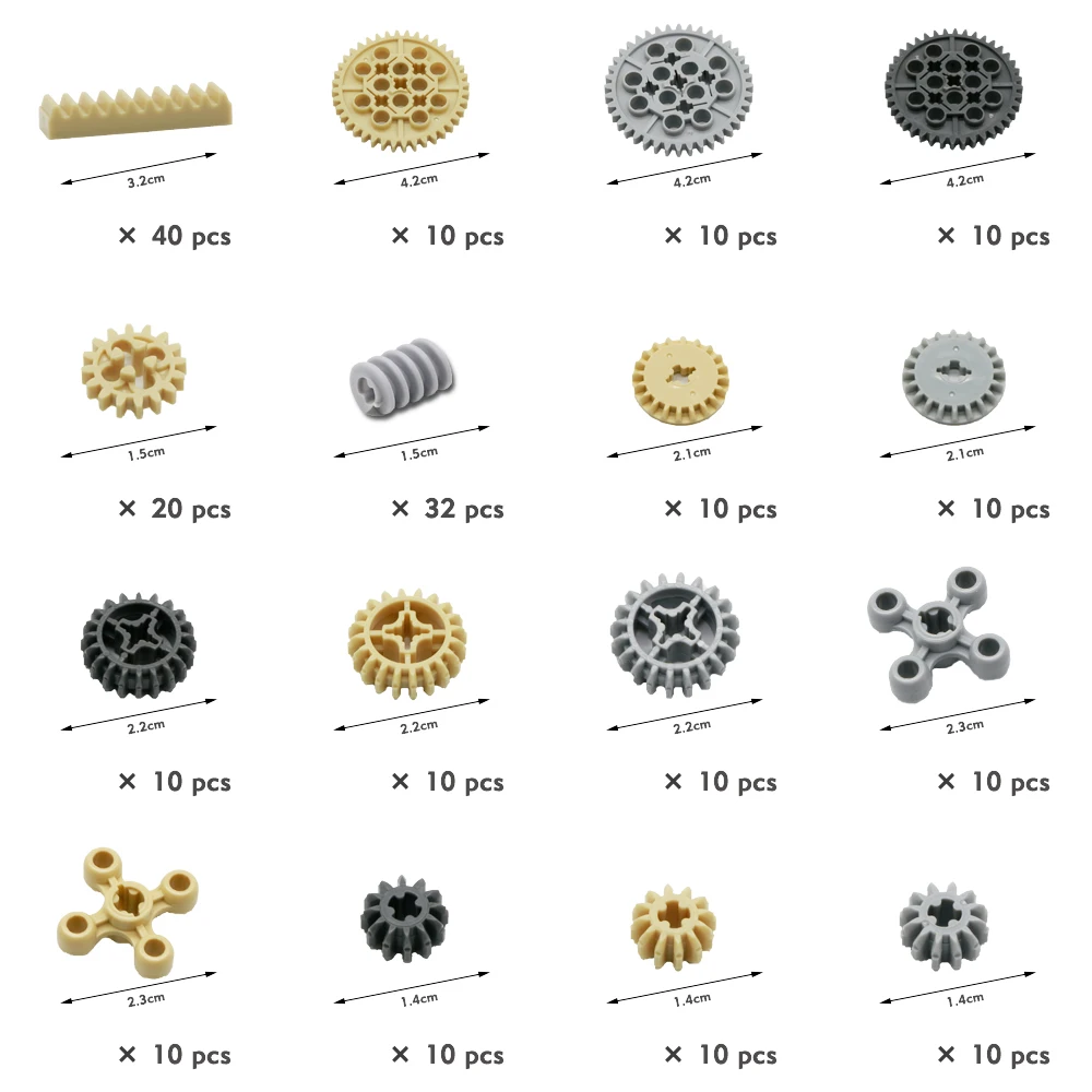 638Pcs Technical Parts Gear Cross Axles Pin Car Wheels Spare Parts MOC Mechanical Building Blocks Components Accessories Toy