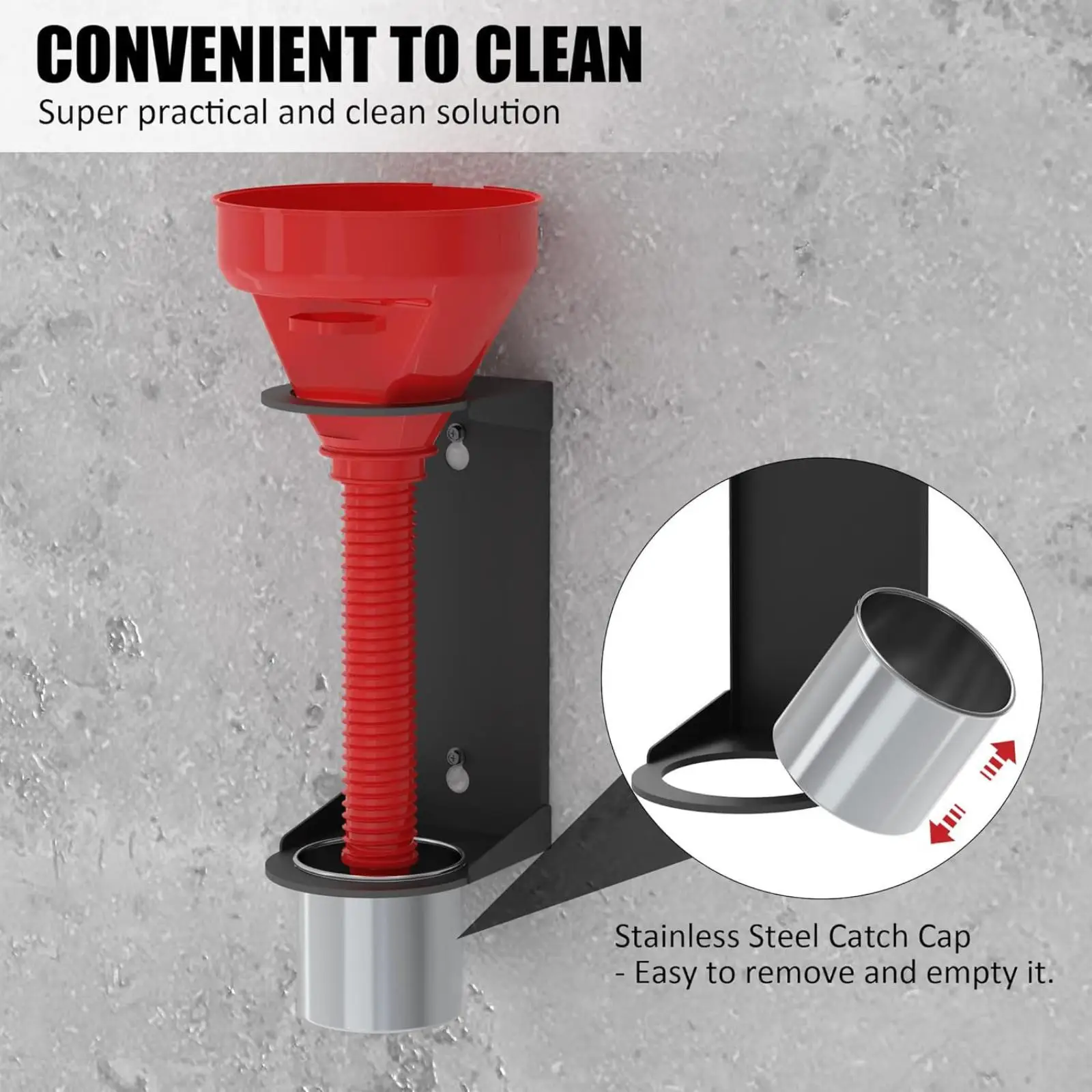 2Pcs Oil Funnel Holder Fluid Funnel Kit Wall Mounted Professional Black Supplies Storage Rack for Automotive Garage Shop Home