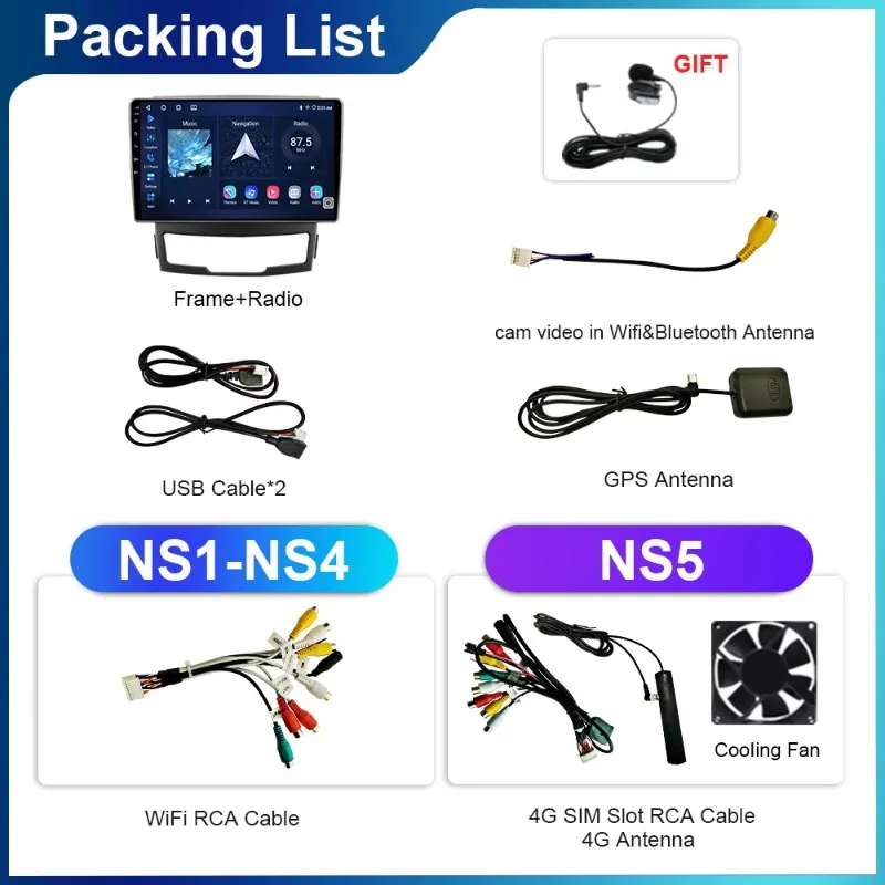 Android Auto Car Radio Head Unit For SsangYong Korando 3 Actyon 2 2010 - 2013 Multimedia Stereo Wireless Carplay GPS Navigation