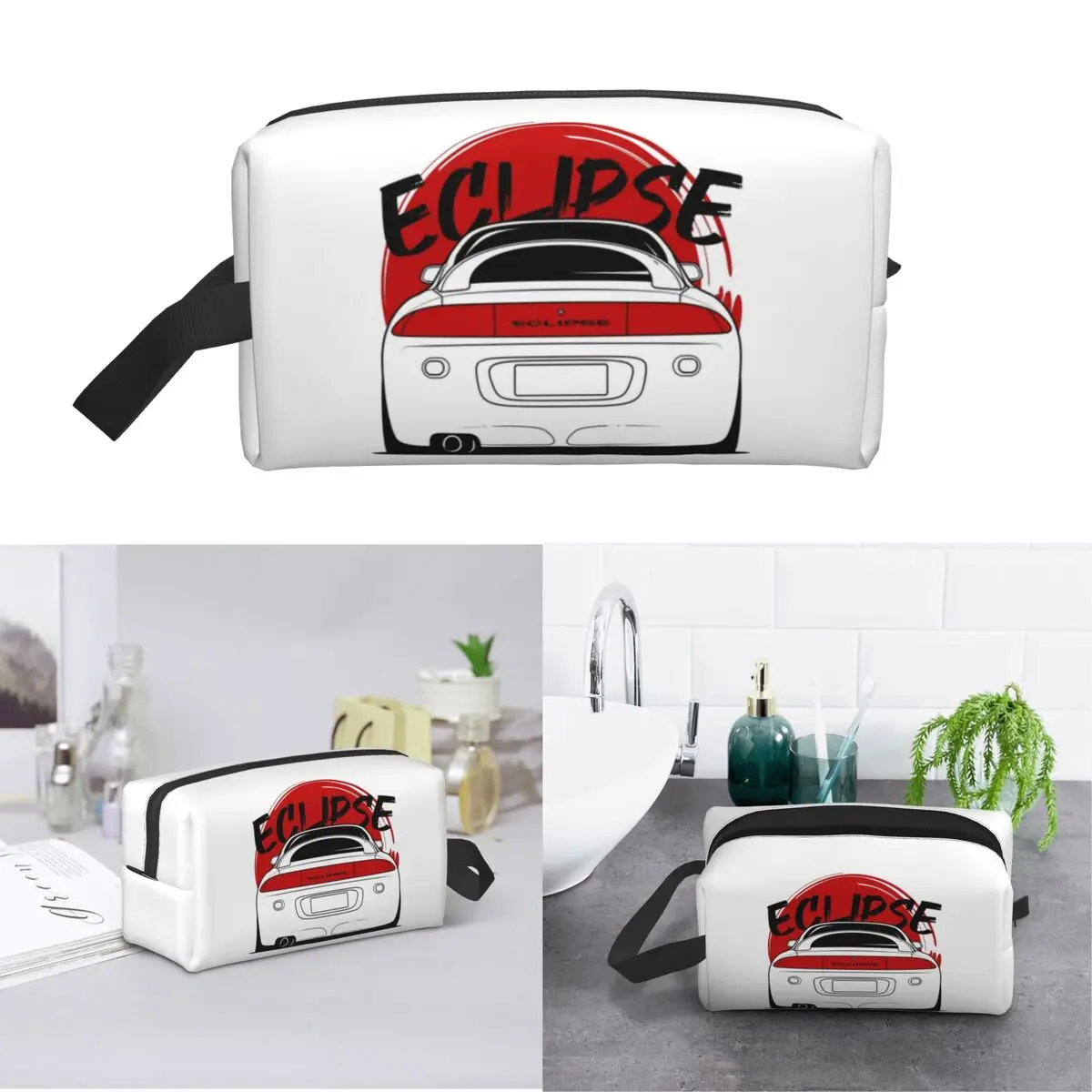 Eclipse 2G DSM Red Makeup Bag Cosmetic Organizer Storage Dopp Kit Toiletry Cosmetic Bag for Women Beauty Travel Pencil Case