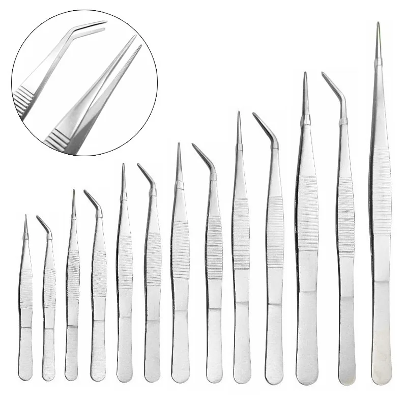 

Industrial Grade Stainless Steel Tweezers 12.5cm-30cm Medical Toothed Tweezers Long Straight Forceps Electronic Repair Tools