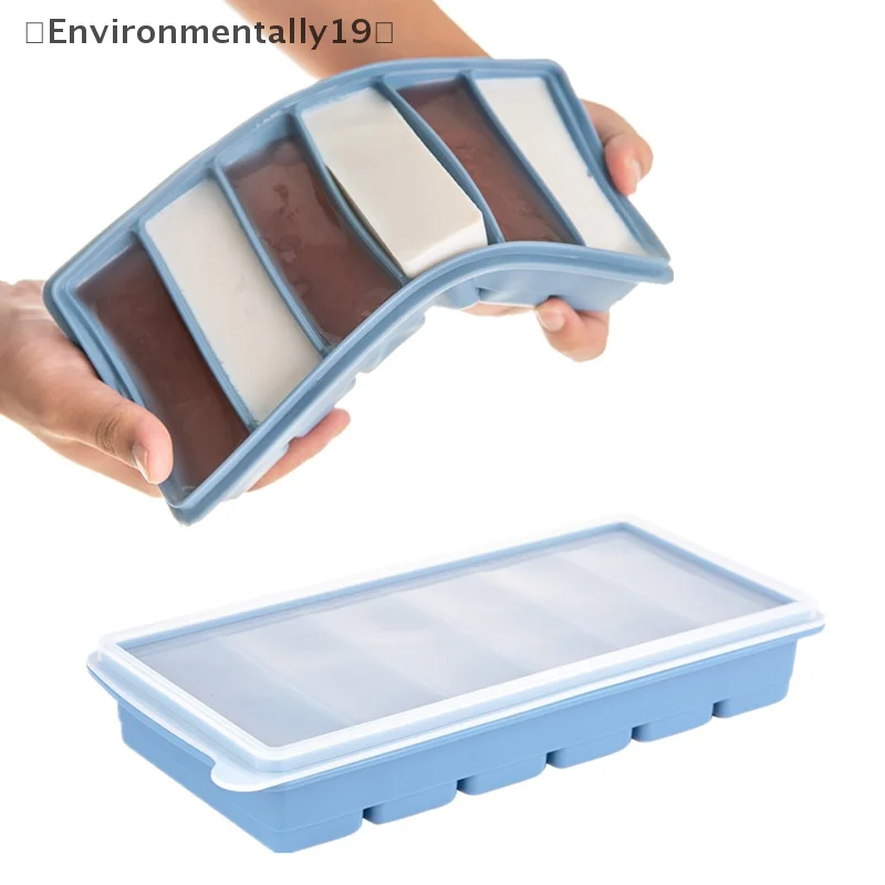 Almacenamiento gigante para comida, salsa de comida con tapa, bandejas de silicona para congelador, sopa Extra grande, hielo, bandeja de 6 cubos, moldes para congelación de alimentos