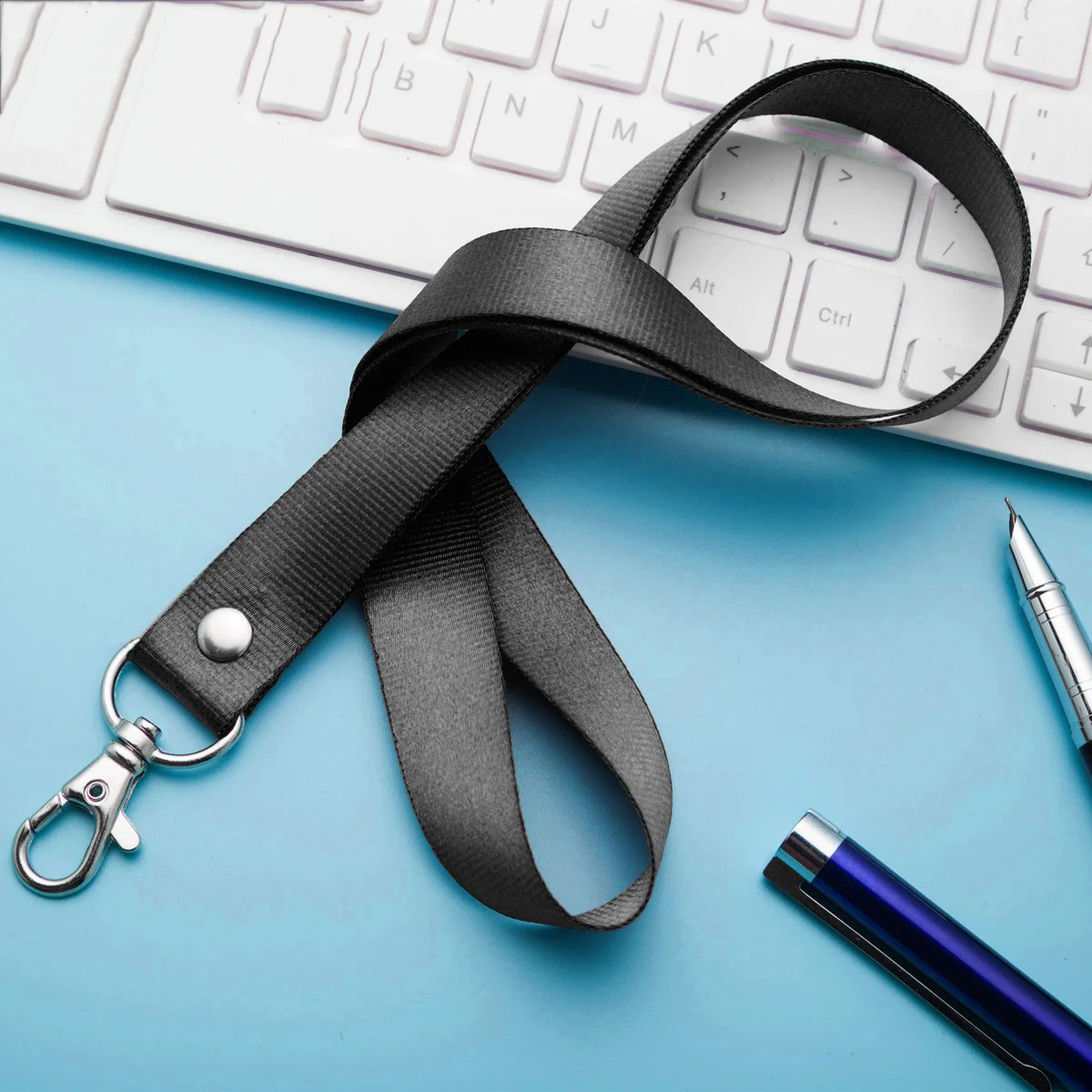 1PCS Neck Strap Lanyard Safety Metal Badge Lanyard for Business Id Key (Black) ID lanyand id neck strap