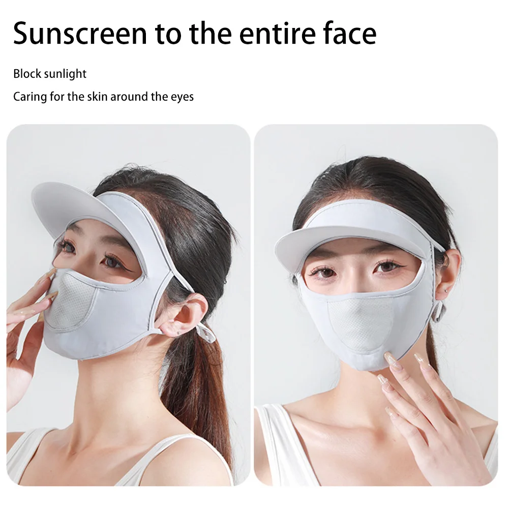 Women Ice Silk Sun Mask Adjustable UV Protection Face Cover Outdoor Sun Hat Sun Protection Hat for Outdoor Sports