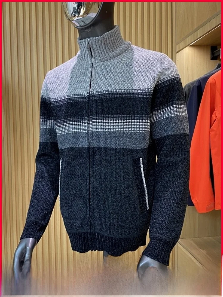 

Soft And Smooth Knitted Baseball Collar Jaet for Men Long Velvet Interior Autumn Winter New Sle Ele Faion Polyester...