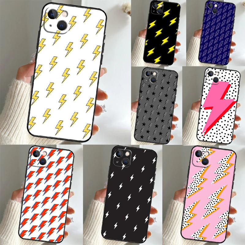 Lightning Bolt Pattern Case For iPhone 13 11 14 12 15 16 Pro Max Plus XR X XS Max 12 13 Mini Soft Cover