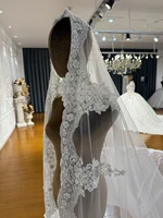 Amanada Novias luxury lace border long wedding veil - Image 4