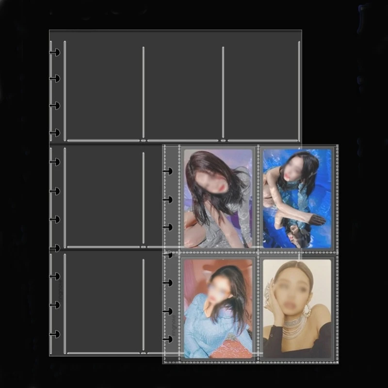 صفحات إعادة تعبئة الفطر A4A5 أكمام ألبوم صور شفافة 3/3.5/6/7 بوصة بطاقة صور جمع 4 جيوب بطاقة Kpop فرز تخزين البطاقات البريدية