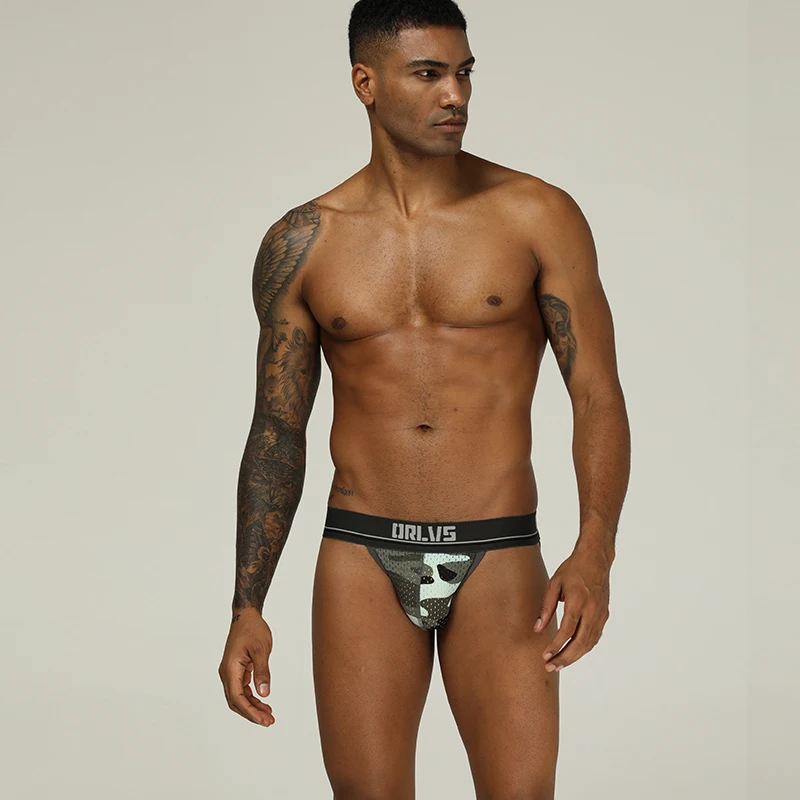 Sexy Men's Jockstrap mesh Breathable Panties, Bulge Pouch thong, Hollow Out Exposed Butt Bikini Underpants Erotic underwear