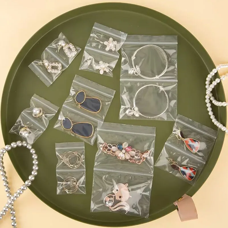 500pcs Transparent Double Pocket Ziplock Bag Home Travel For Pearls Jewelry Ring Packaging Accessory Two Separate Storage Bags