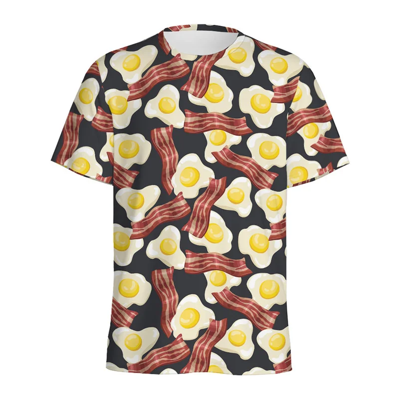 Multi Color Eggs 3D Printed T Shirt For Men Kids Cartoon Fried Egg Graphic Tees Tops Short Sleeves Summer Round Neck T-shirt