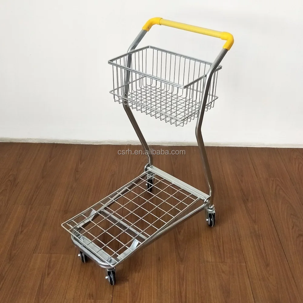 RH-SDB06 720 * 440 * 970 مم عربة تسوق ذات طبقات مزدوجة لمتجر الفاكهة