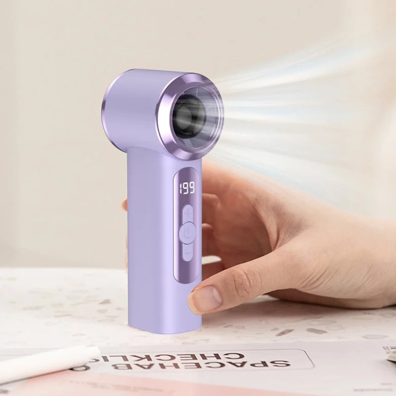 Lenovo Handheld Turbo High-Speed Pocket Fan Quiet Operation USB Rechargeable with Digital Display & 199 Wind Speed for Travel