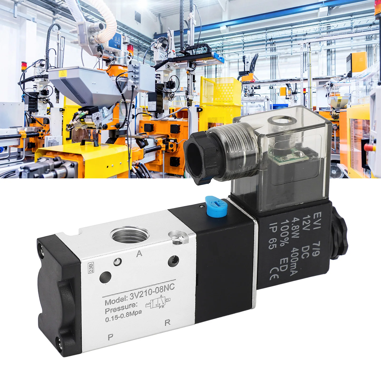 1/4in NPT Pneumatic Solenoid Valve 2 Position 3 Way IP65 Air Powered Solenoid Valve DC12V Pneumatic Air Solenoid Valve