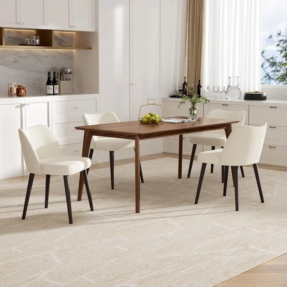 

Обеденные стулья с мягкой обивкой - с мягким сиденьем, деревянными ножками, бежевые, комплект из 4 штук для кухни или столовой