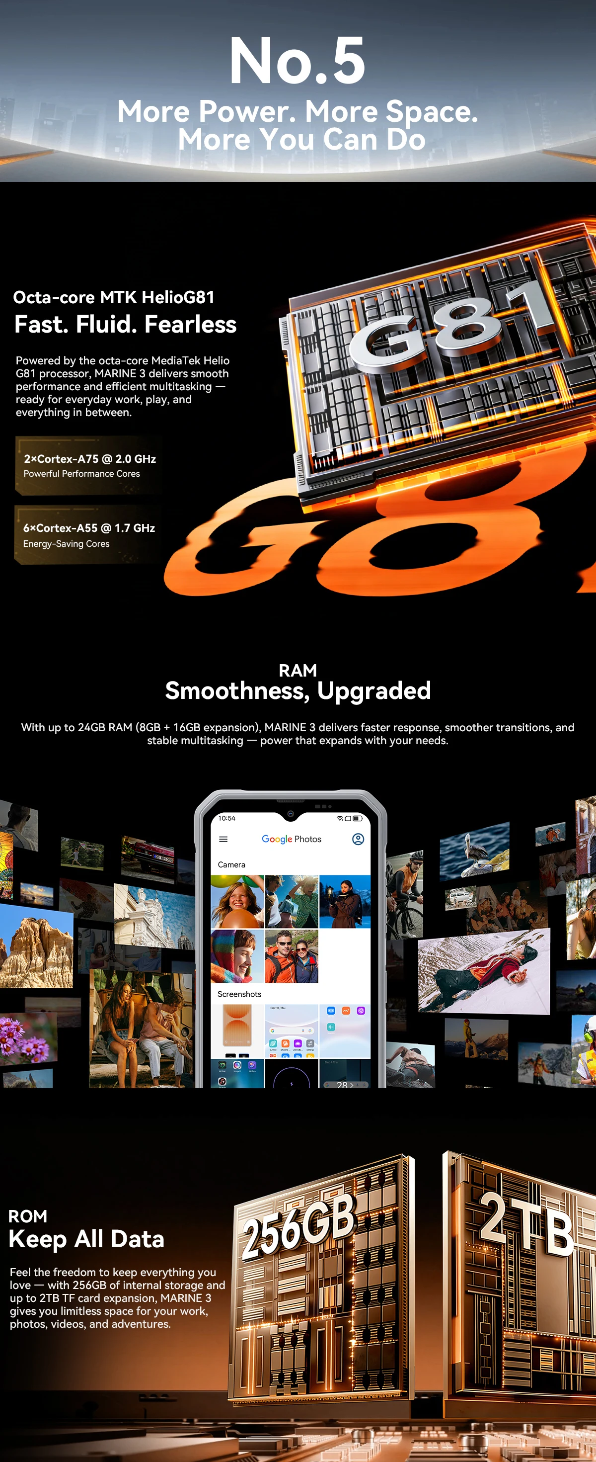 [Versand aus Polen] [Ohne EU-Ladegerät] Robustes Smartphone Blackview OSCAL MARINE 3, 24 GB (8+16) + 256 GB, 6.56" HD 90 Hz Display, 5000 mAh Akku, Android 16 – Detail 15