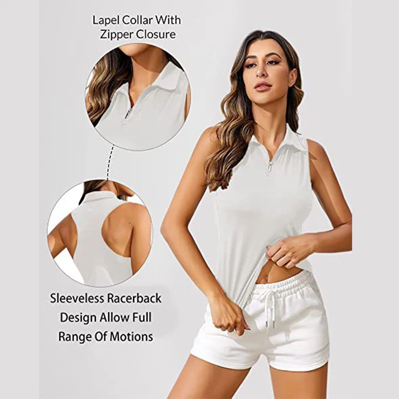 Quick Drying Golf Polo T Shirt Sleeveless Women Top Tennis Stretchy Tank Top Sports Clothing