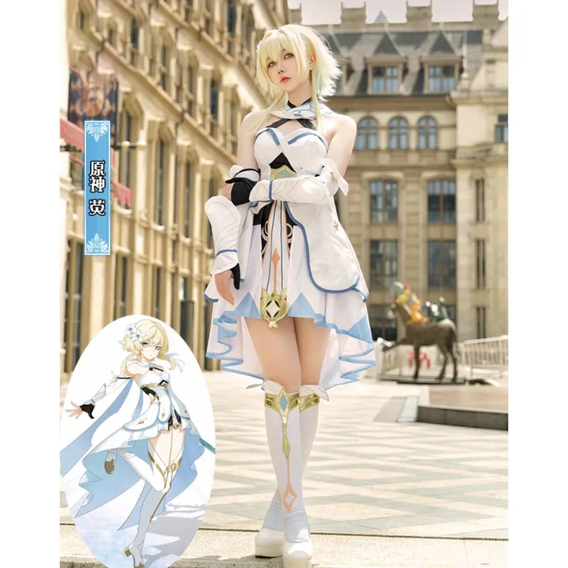 

Traveler Lumine Cosplay Costume Game Genshin Impact Lumine Wig Traveler Lumine Women Halloween Roleplay Costume