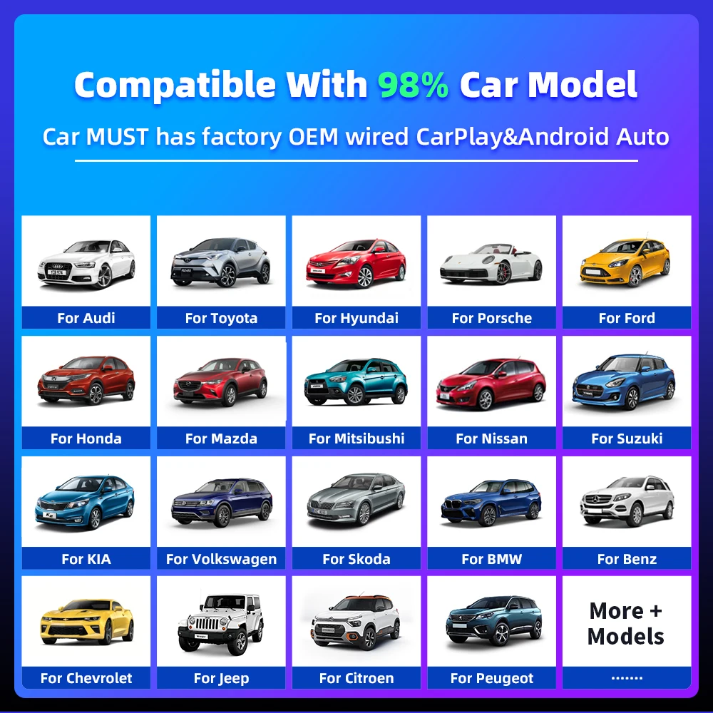 EKIY RGB Colorful Wireless Carplay Dongle Mini Box Plug And Play Connect Bluetooth WiFi With Wired Apple Carplay OEM Car Radio