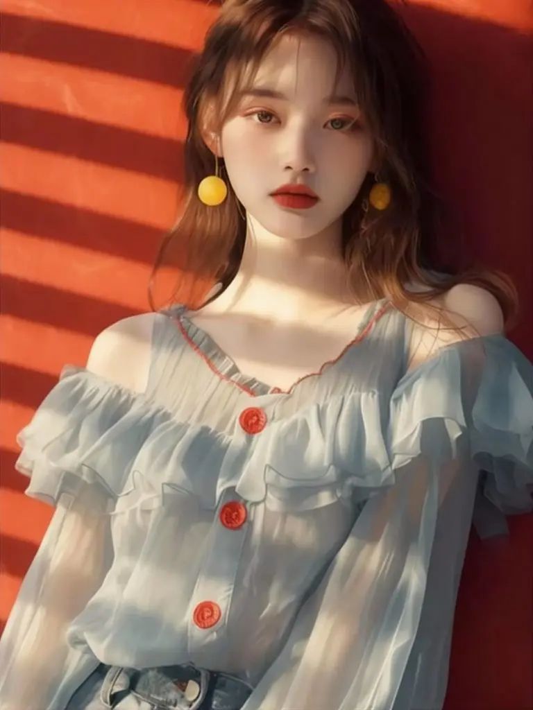 

Elegant Ruffle Off Shoulder Shirt Women Casual Chiffon Blouse Puff Sleeve Spring Summer Top Dongdaemun High Quality Clothing