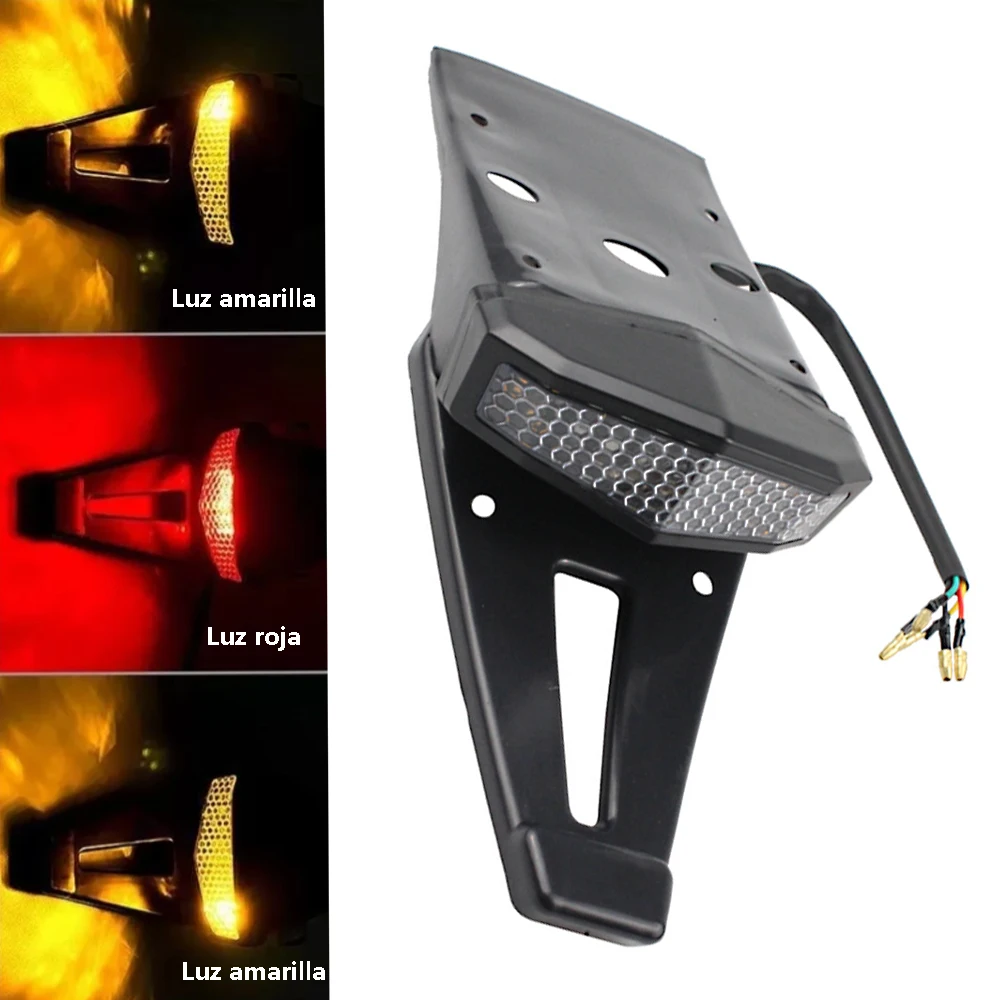 Motorcycle Rear Fender With 12V LED Taillight Brake Lamp Universal for Dirt Bike