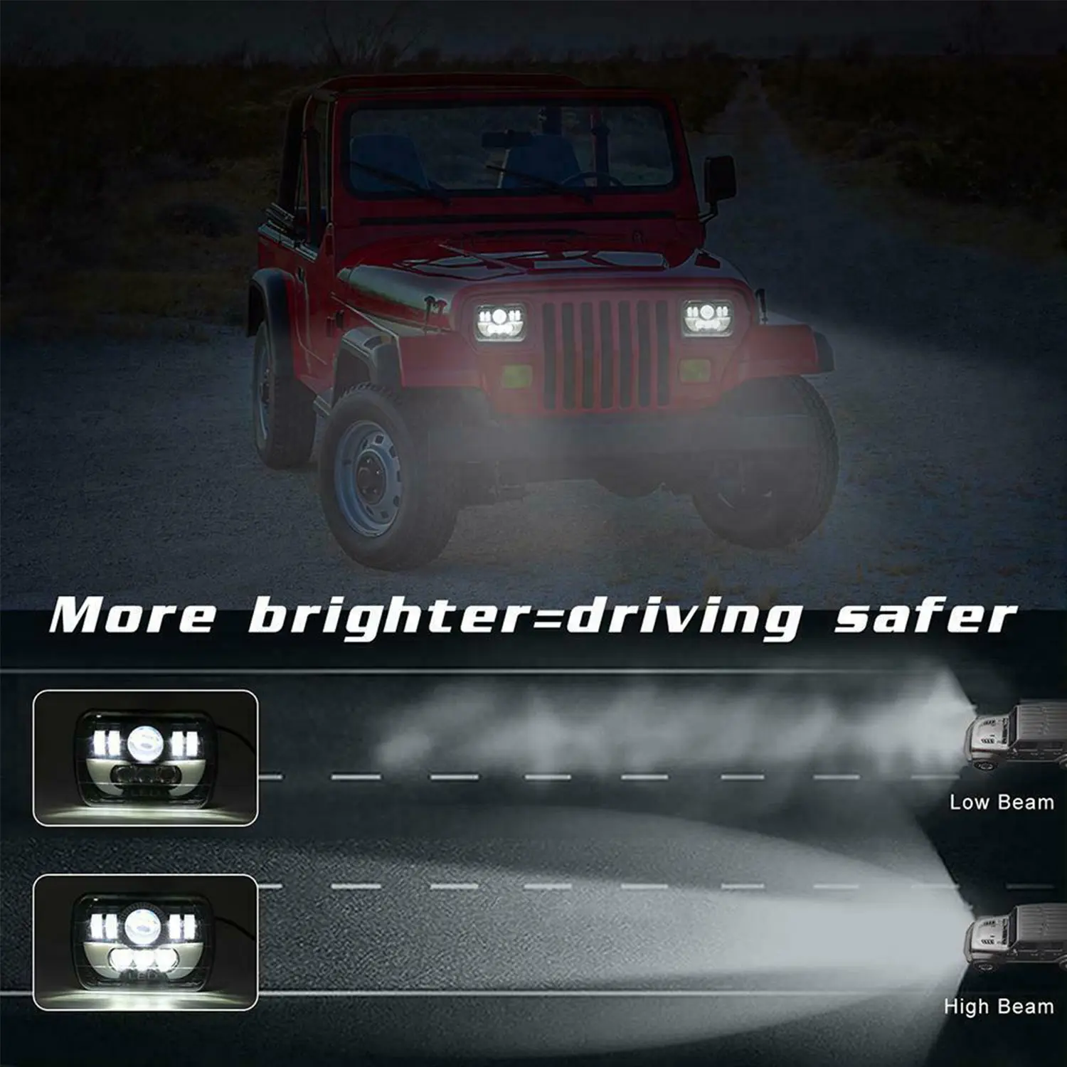 7X5 Inch LED Headlight Hi/Lo Beam Led Work Light Square Auto  Lamps Light Turn Signal DRL Headlamp LED Light Bulb for Car