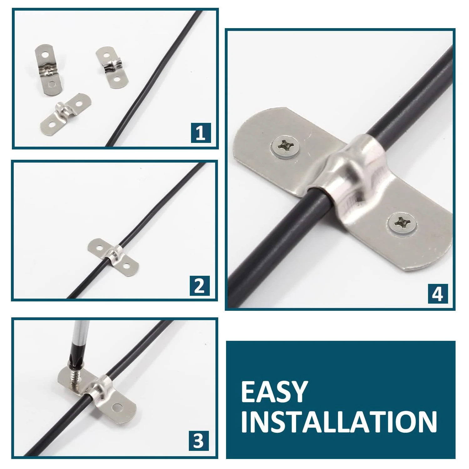 Picture 6: 10-50Pcs Two Hole Strap U Bracket Stainless Steel M5 Rigid Pipe Strap Clamp Tube Strap Tension Clip for Fixing Pipe hose Cable