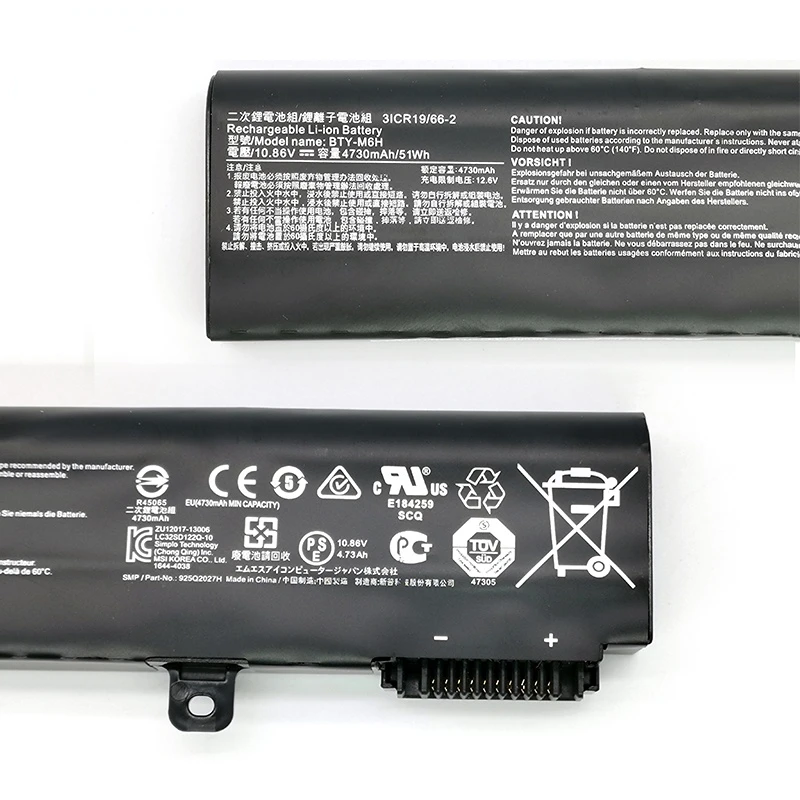 10.86V 51WH NEW laptop Battery For MSI Genuine Battery BTY-M6H GL62 GL62M PL62 GL63 GL72 GL73 GP62 GP63 GP72 laptop battery