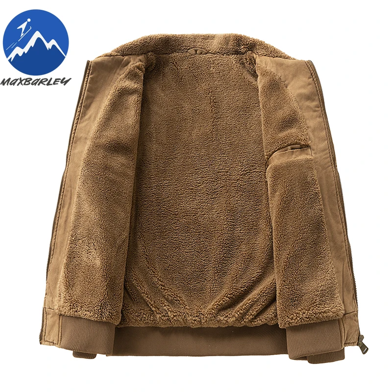 Men Padded Jacket Fur Collar Lapel Hiking Sport Fleece Lined Warm Parka Premium Zipper Pocket Lightweight Winter Flight Jackets