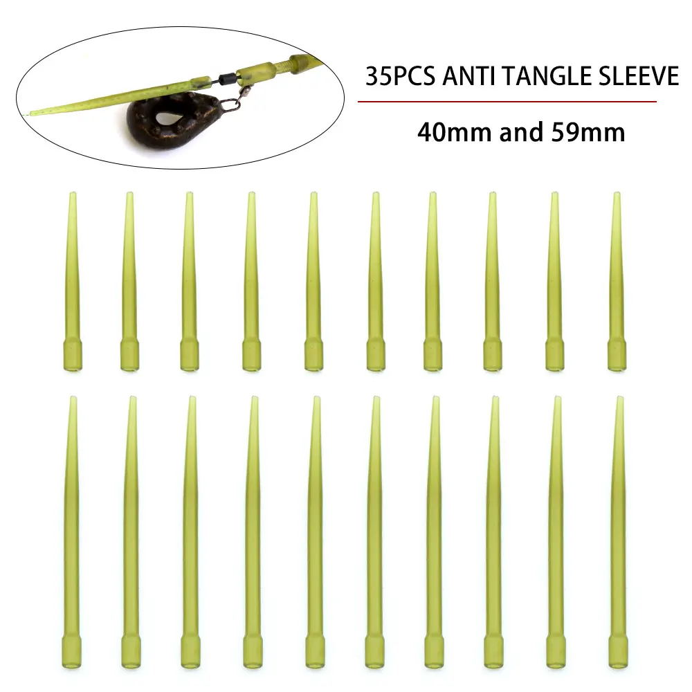 35pcs Carp Fishing Hooklink Accessories Carp Anti Tangle Sleeve For Fishing Line Aligner Connector Rubber Tubing Terminal Tackle