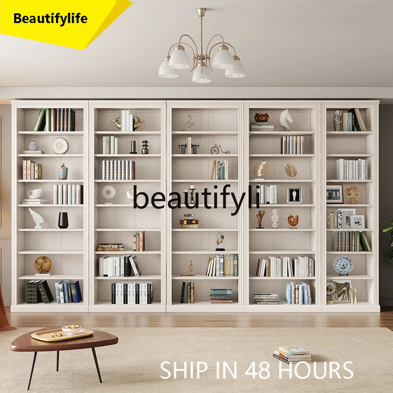 

3286 Книжный шкаф из цельного дерева в американском стиле со стеклянной дверью Встроенная книжная полка Стеллаж для хранения в гостиной Шкаф для хранения