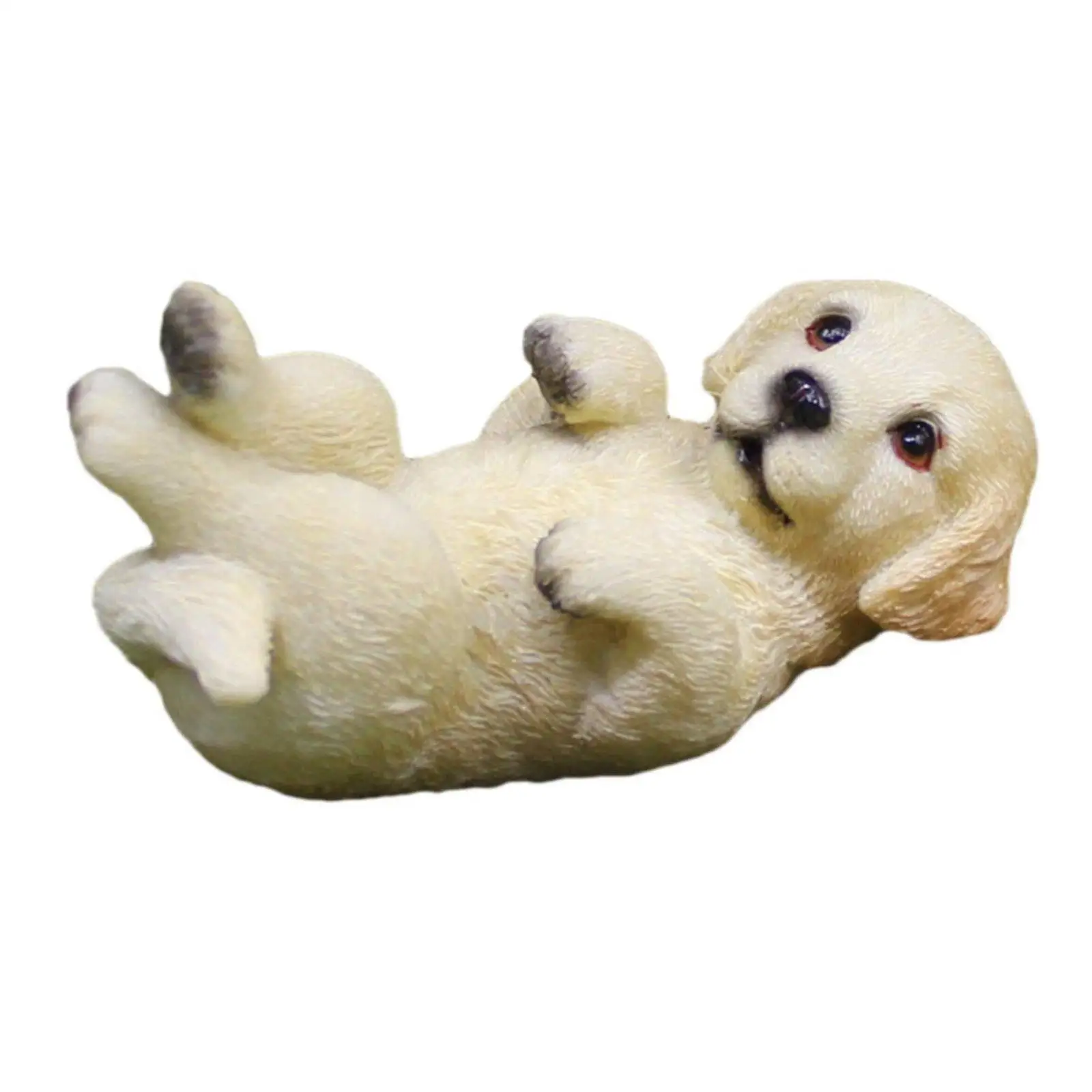 Golden Retriever Puppy Statue Micro Landscape Decor Golden dog Statue Cute Realistic animal Figurine for Hobbyists, Kids, Desk,