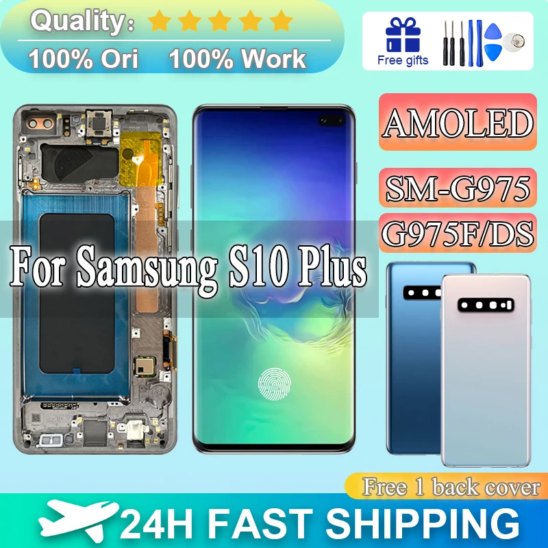 

Super AMOLED FOR S10Plus Display For Samsung S10 Plus Display S10+ LCD Touch Screen Replacement For G975 SM-G975F/DS G975U G975W