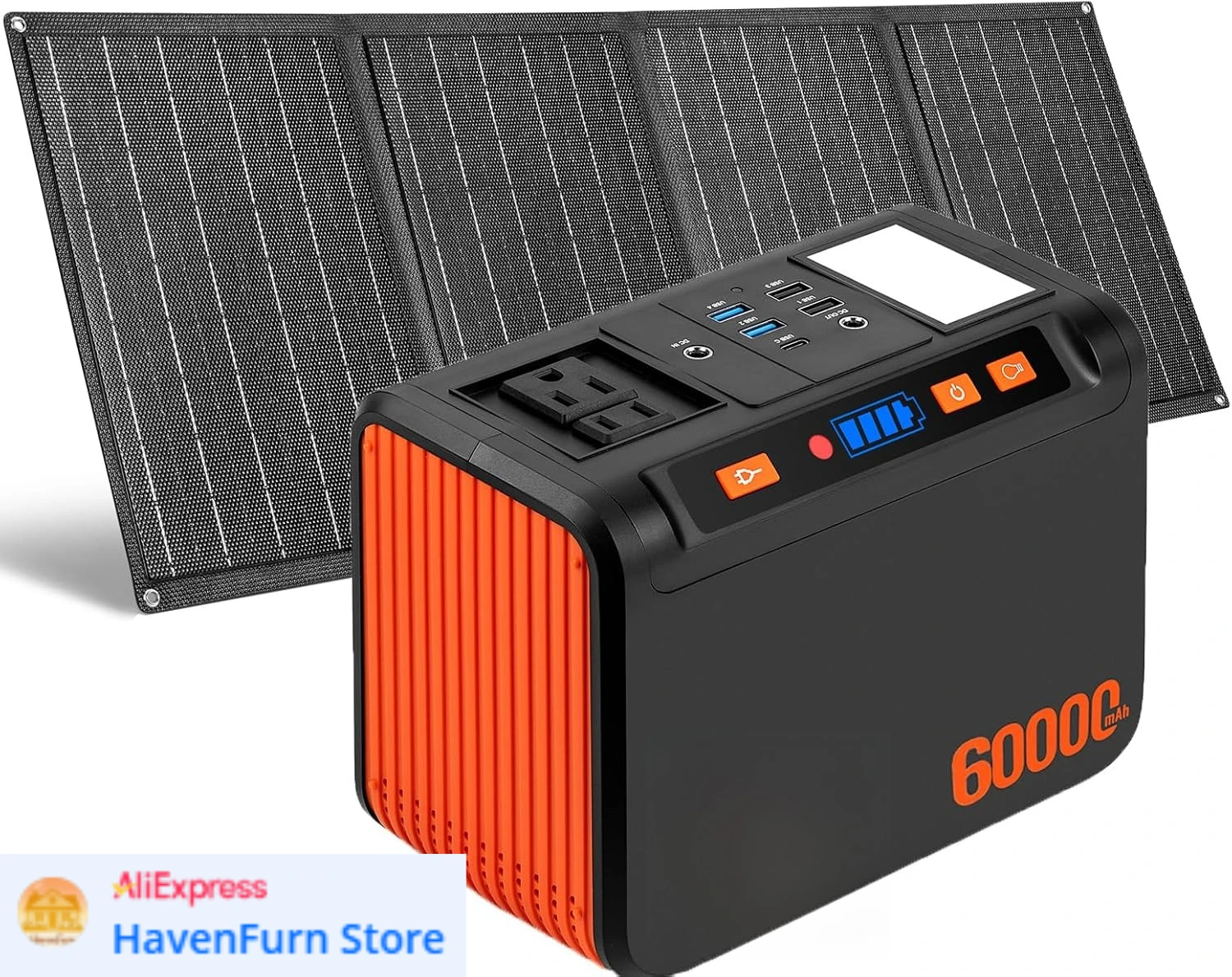 

250W Portable Power Station with 40W Solar Panels 222Wh Pure Sine Wave Camping Lithium Battery Power Pack with AC 110V Outlet