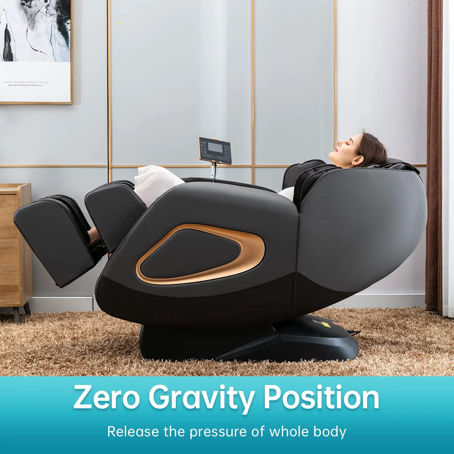 Full Body Zero Gravity SL Track Massage Recliner with Smart Screen, Bluetooth, Heat, Foot Roller & Air System, Grey, Custom