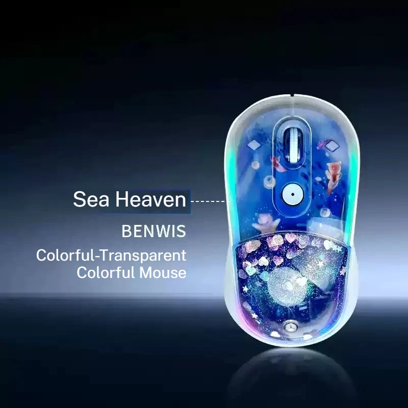 S01 Wireless Mouse Dual Mode Creative Appearance Bass Button Four Levels DPI Adjustable Flowing Sand Design Office Gaming Mouse