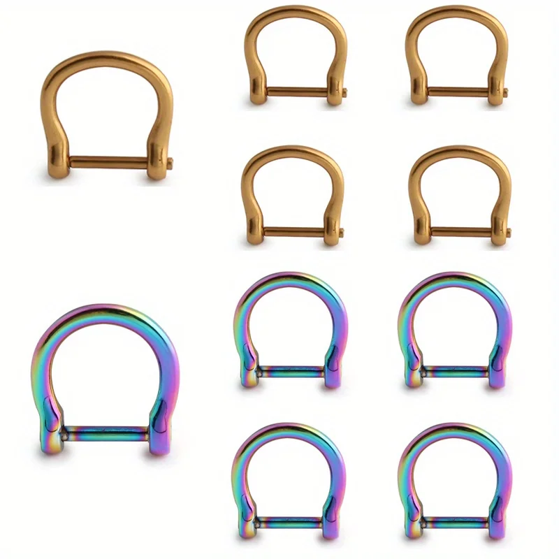 4pcs 16mm/19mm Metal D-shaped Removable Horseshoe Buckle with Screws Fashion U-shaped DIY Leather Crafts Replacement Parts