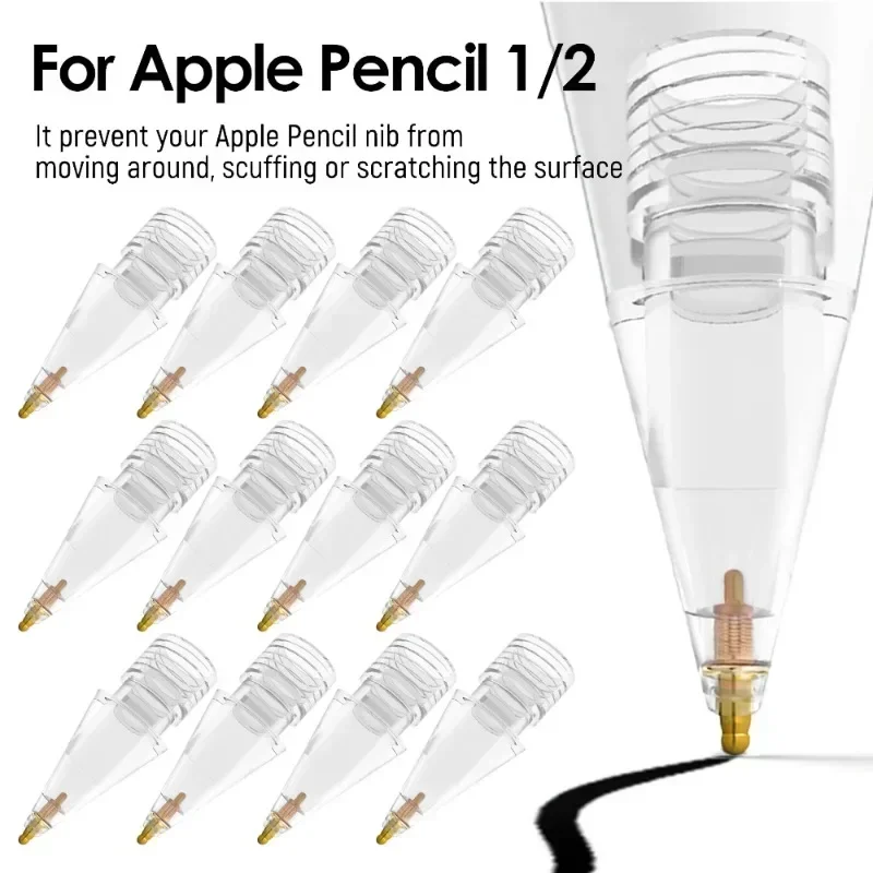 Puntas de repuesto para Apple Pencil 1st/2nd Gen iPencil, puntas de lápiz transparentes mejoradas, punta de lápiz óptico silenciosa suave para iPad Pro, 2/1 Gen