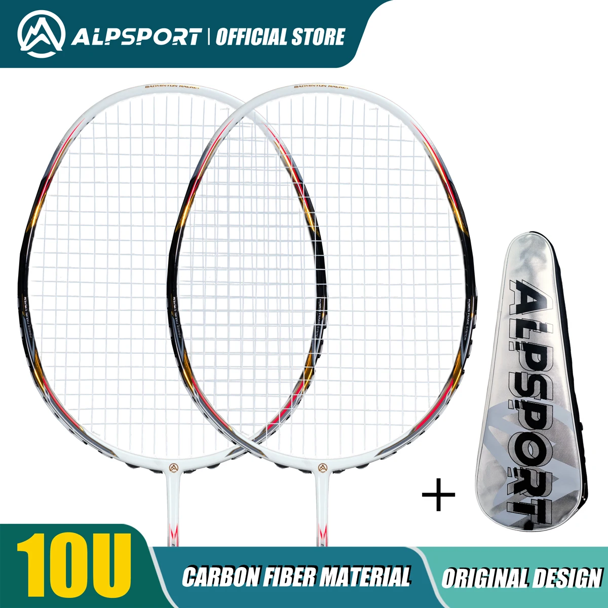 ALPSPORT AIR 10U  Ultralekki 52g T800 Rakieta do badmintona Szybkie odbicie  Importowana Maksymalnie 28 funtów 100% Pro Carbon Fibre + Rakieta tytanowa Dla średnio zaawansowanych i zaawansowanych