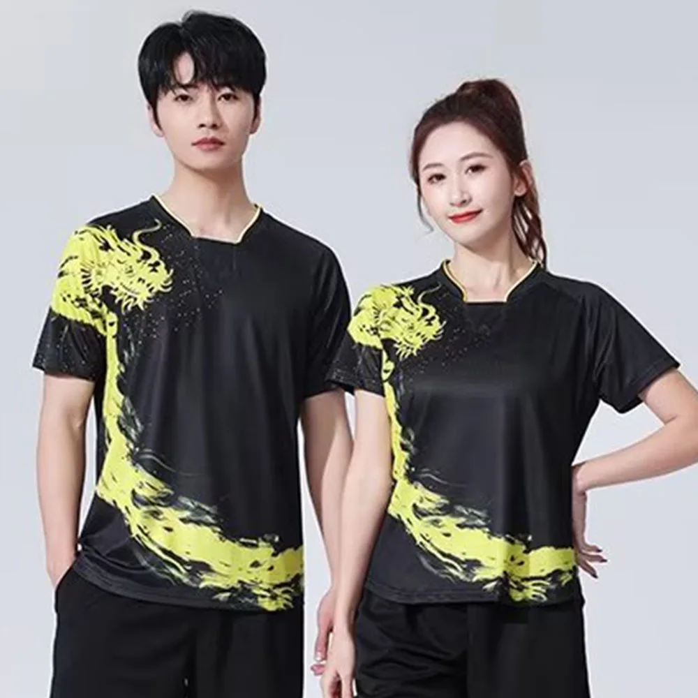 Tafeltennisshirt Voor Mannen Vrouwen Kinderen China Dragon Print Familie Zomer Badminton T-Shirt Snel Droog Ping Pong Tennisuniform Tops