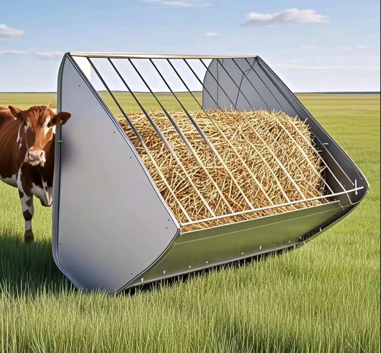 رف القش المثبت على الحائط من الفولاذ الكربوني ذو سعة كبيرة للخيول/الأغنام/الماعز #4